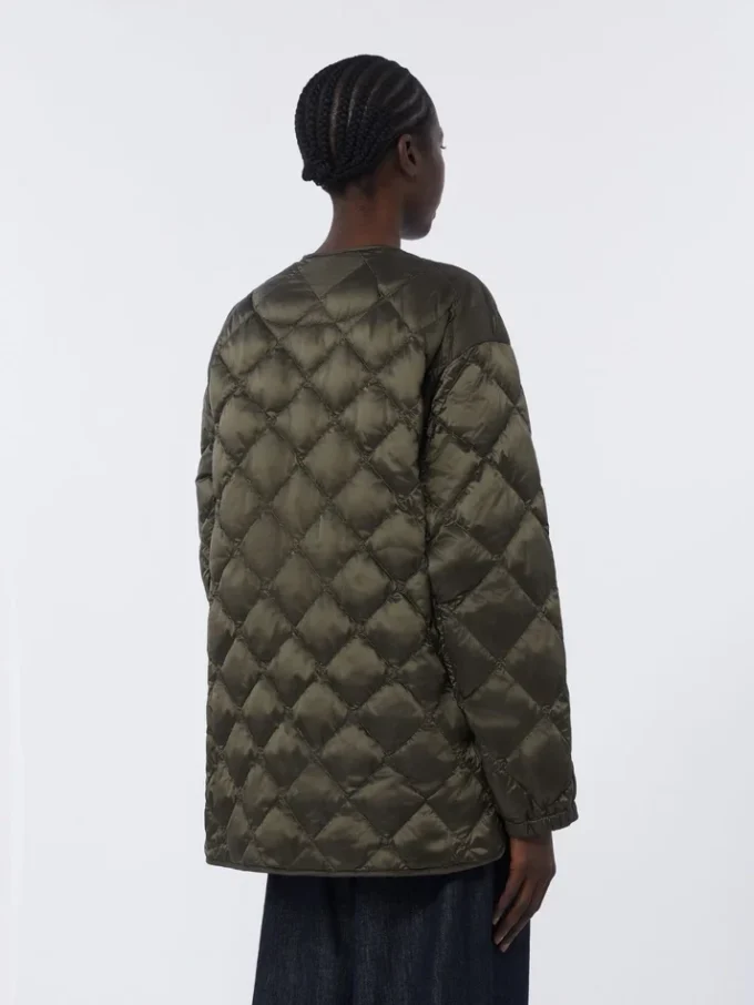Water-repellent quilted canvas down jacket, dark green