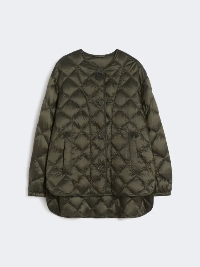 Water-repellent quilted canvas down jacket, dark green