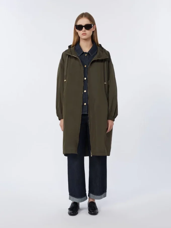 Water-repellent taffeta parka, green