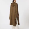 Water-repellent wool gabardine duster coat, brown