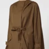 Water-repellent wool gabardine duster coat, brown