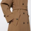 Water-repellent wool gabardine trench coat, brown