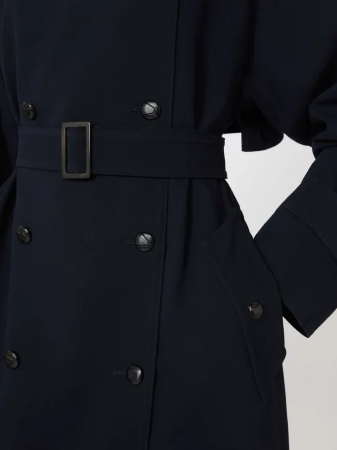 Water-repellent wool gabardine trench coat, ultramarine