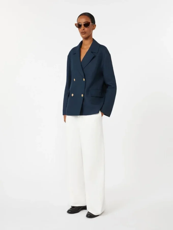 Double-breasted linen jacket, midnightblue