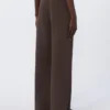 Wide-fit jersey trousers, chocolate