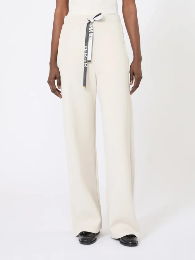 Wide-fit jersey trousers, ecru