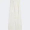 Wide-fit pinstripe piqua jersey trousers, white