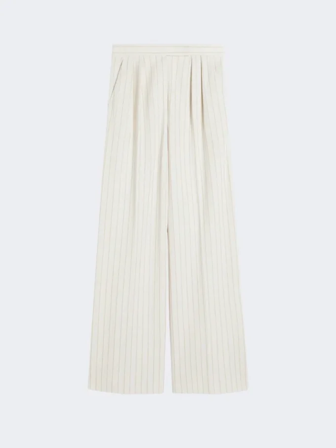 Wide-fit pinstripe piqua jersey trousers, white