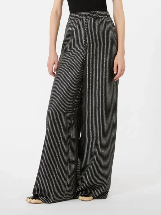 Wide-fit printed silk trousers, black white