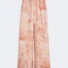Wide-fit printed silk trousers, pink