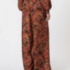 Wide-fit printed silk trousers, terra cotta