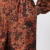 Wide-fit printed silk trousers, terra cotta