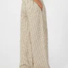 Wide-fit striped cotton and silk canvas trousers, beige