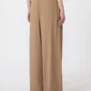 Wide-fit washed silk trousers, hazelnut brown