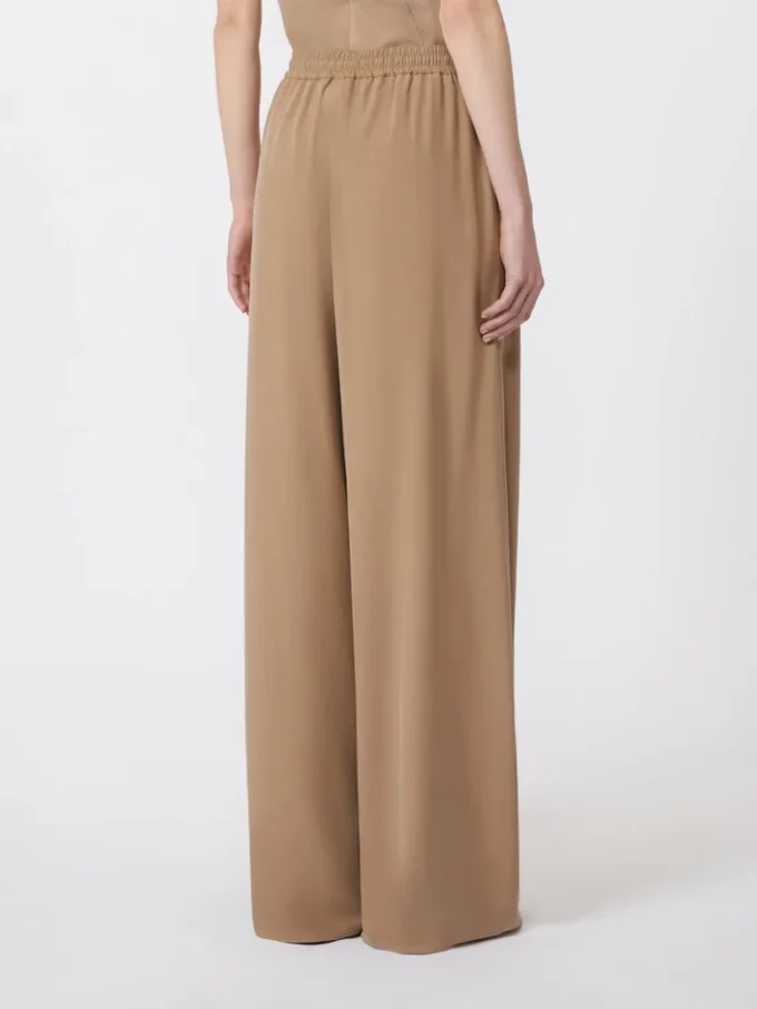 Wide-fit washed silk trousers, hazelnut brown