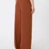 Wide-fit washed silk trousers, terra cotta