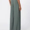 Wide-fit wool and silk trousers, dark green