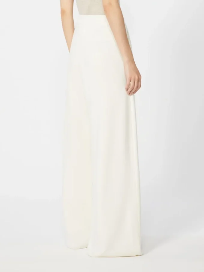 Wide-fit wool trousers, silk