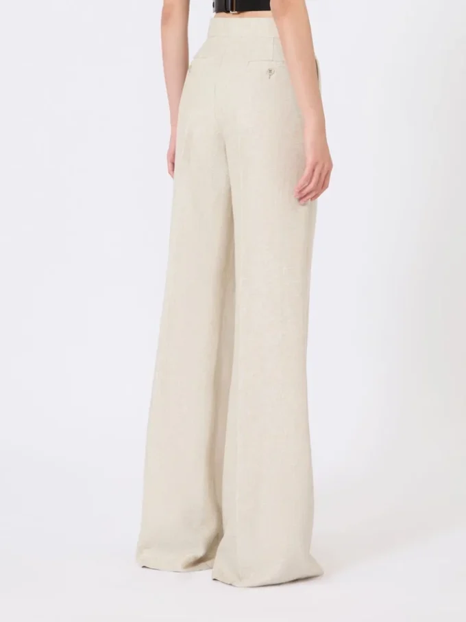 Wide-leg trousers in linen drill, sand Wide-leg trousers in linen drill, sand