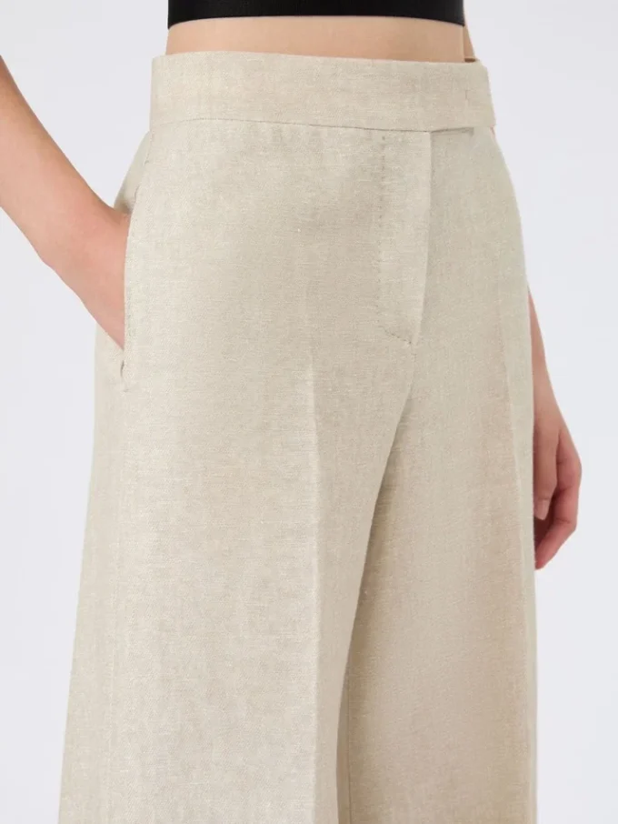 Wide-leg trousers in linen drill, sand Wide-leg trousers in linen drill, sand