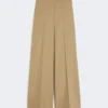 Wide trousers in wool and silk poplin, camel