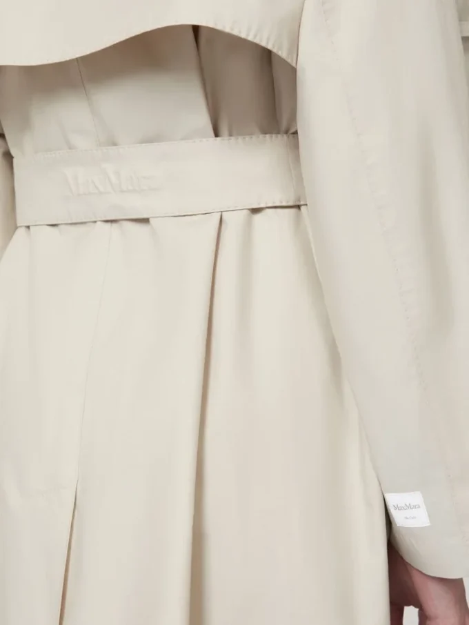 Wide water-repellent twill trench coat, natural