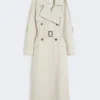 Wide water-repellent twill trench coat, natural