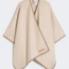 Wool and cashmere cape with belt, sand