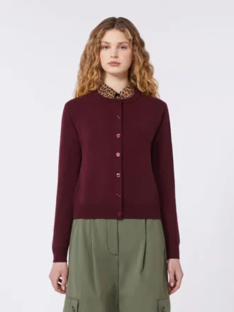 Wool and cashmere cardigan, bordeaux