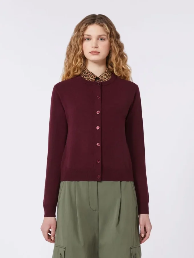 Wool and cashmere cardigan, bordeaux