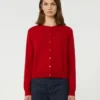Wool and cashmere cardigan, red