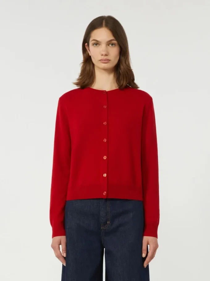 Wool and cashmere cardigan, red