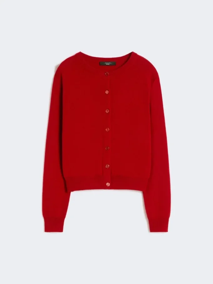Wool and cashmere cardigan, red