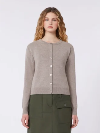 Wool and cashmere cardigan, turtledove