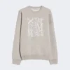 Wool and cashmere crew-neck sweater, beige