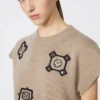 Wool and cashmere cropped sweater, sand