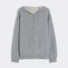 Wool and cashmere hooded cardigan, medium grey