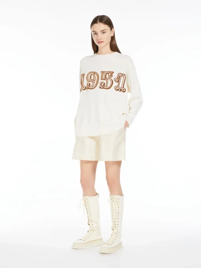 Wool and cashmere jumper, white