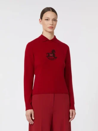 Wool and cashmere slim sweater, dark red