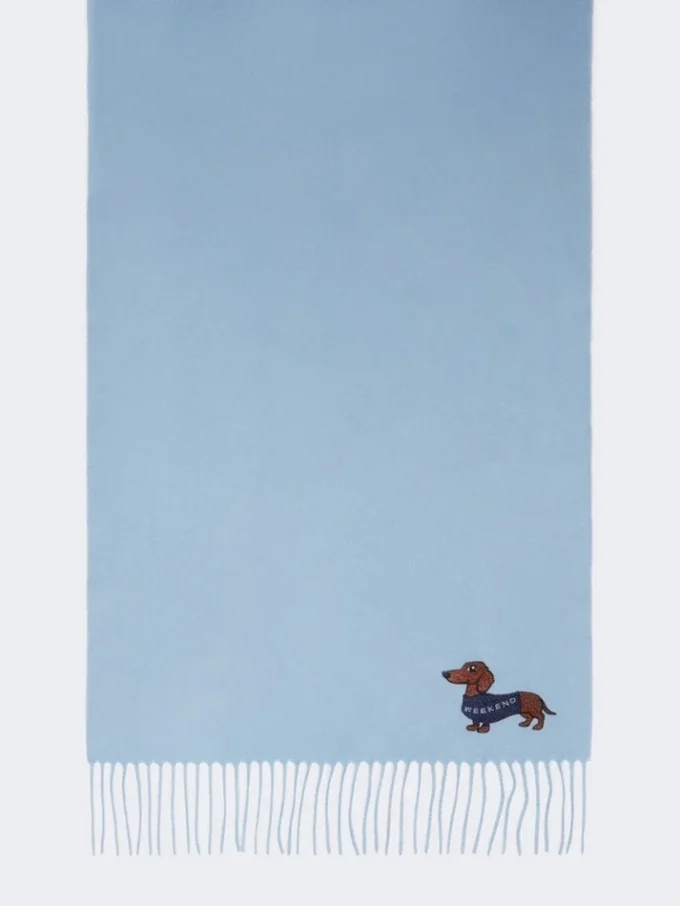 Wool and cashmere stole, light blue