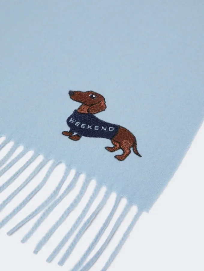 Wool and cashmere stole, light blue