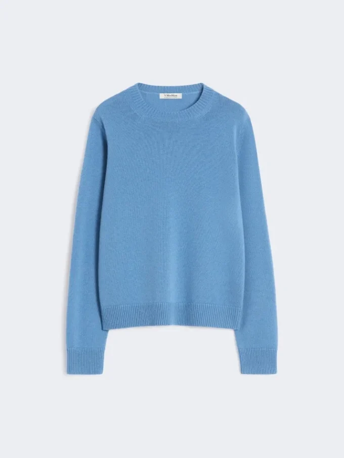 Wool and cashmere sweater with patch detail, avio
