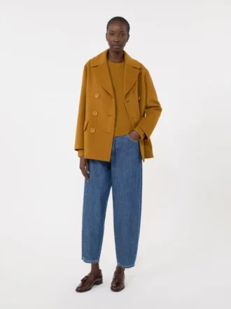 Wool and cashmere sweater with patch detail, mustard
