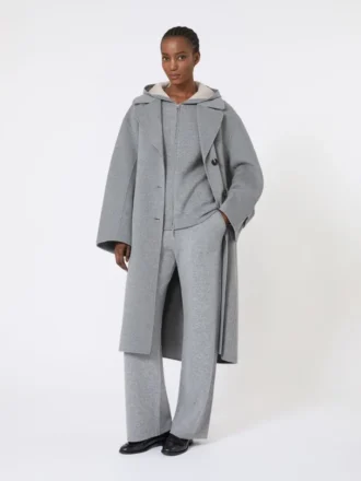 Wool and cashmere hooded cardigan, medium grey