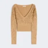 Wool and cashmere v-neck sweater, camel