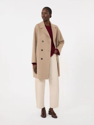 Wool and cashmere yarn sweater, raspberry