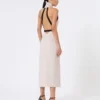 Wool and cotton canvas dress, beige