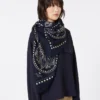 Wool and silk stole, midnightblue