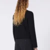 Wool-blend crew-neck jacket, black