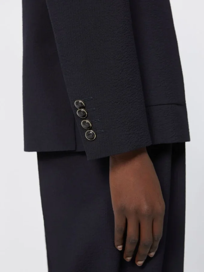 Wool-blend seersucker blazer, ultramarine